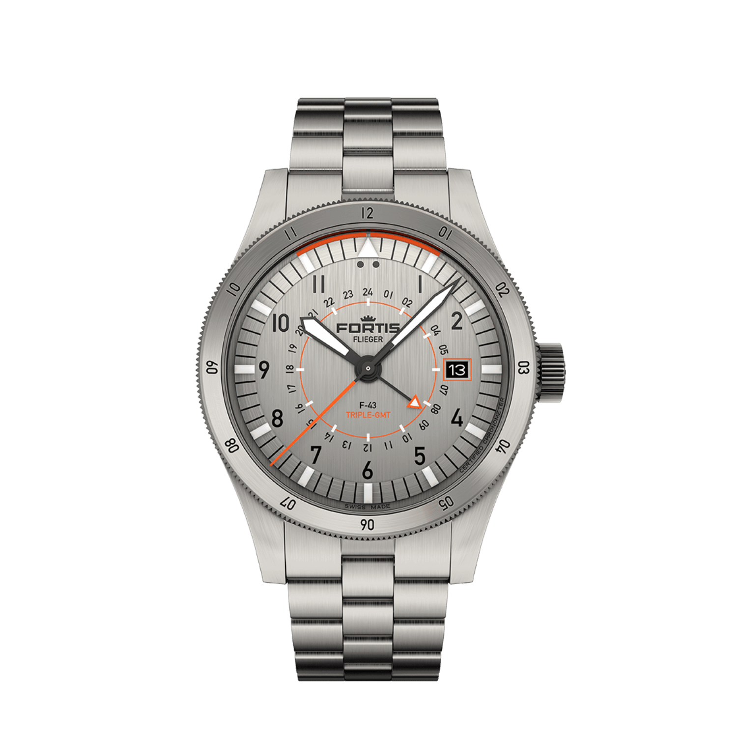Fortis Flieger F-43 Triple-GMT Titanium