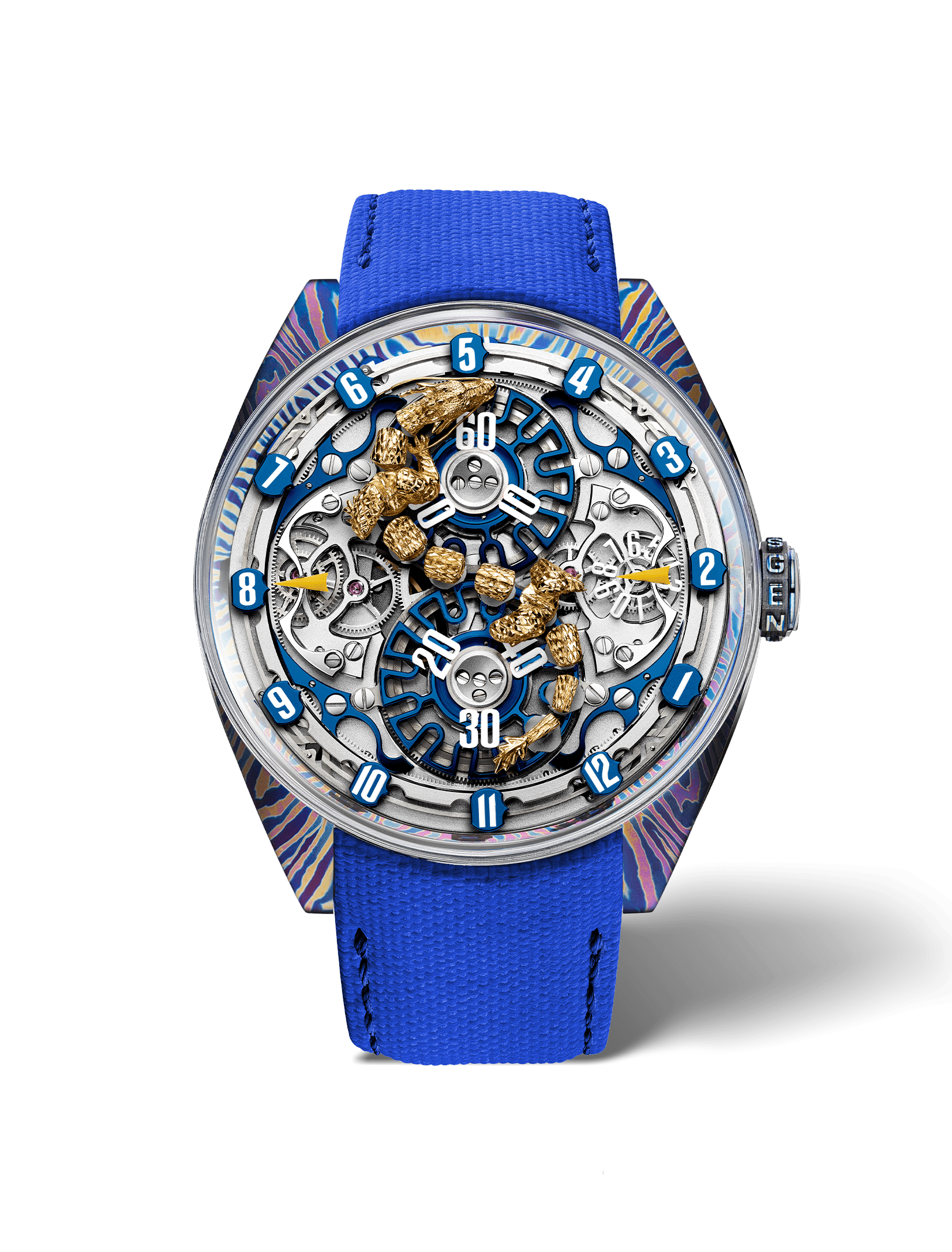 Genus GNS1.2 Dragon Blue (Damascene titanium)