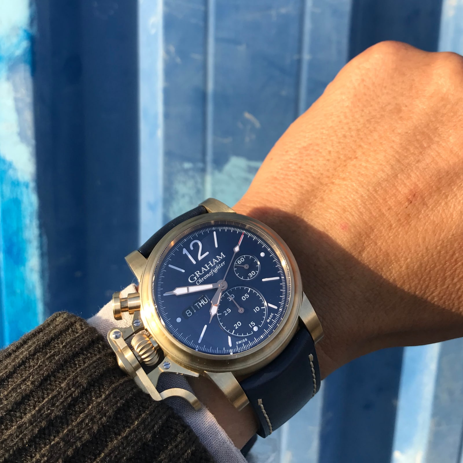 Graham Chronofighter Vintage Bronze and Blue