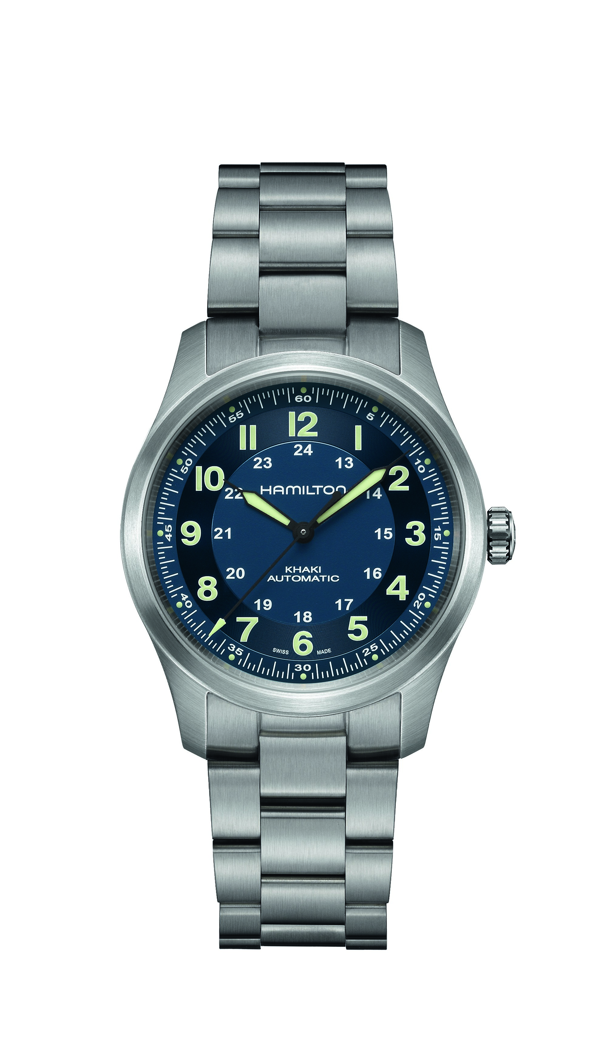 Hamilton Khaki Field Titanium Auto 38 (blue, bracelet)