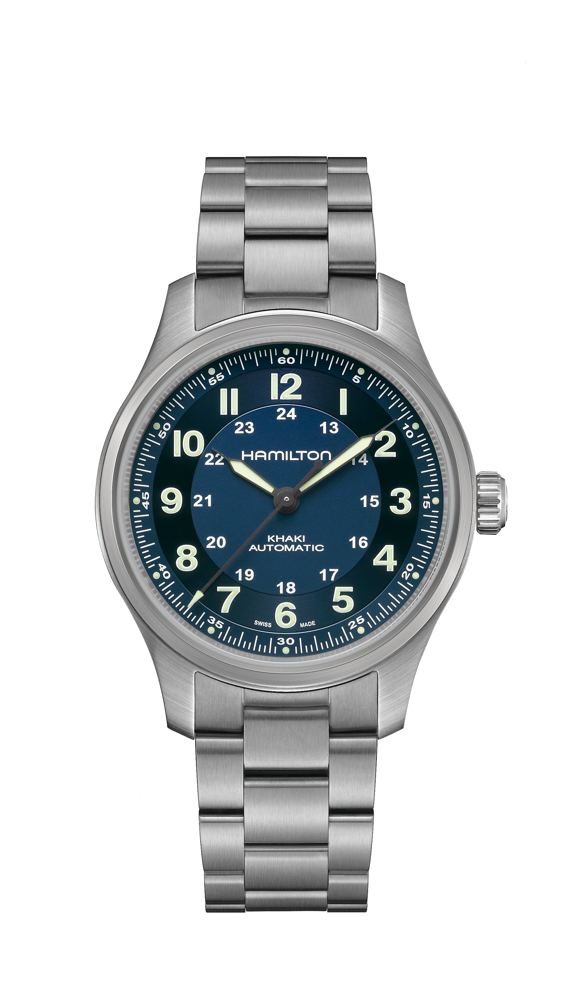 Hamilton Khaki Field Titanium Auto 42 (blue, bracelet)