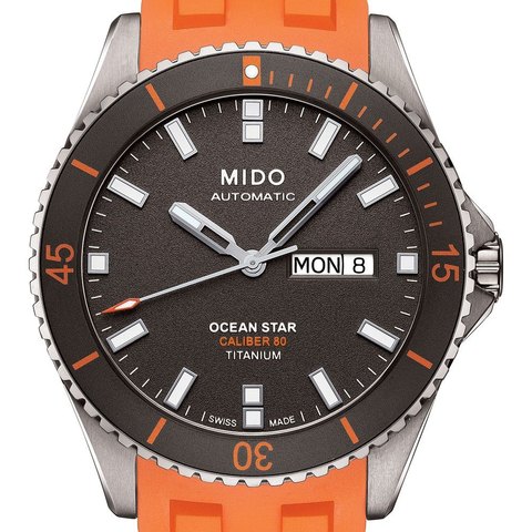 Mido Ocean Star 200 Titanium (orange rubber strap)
