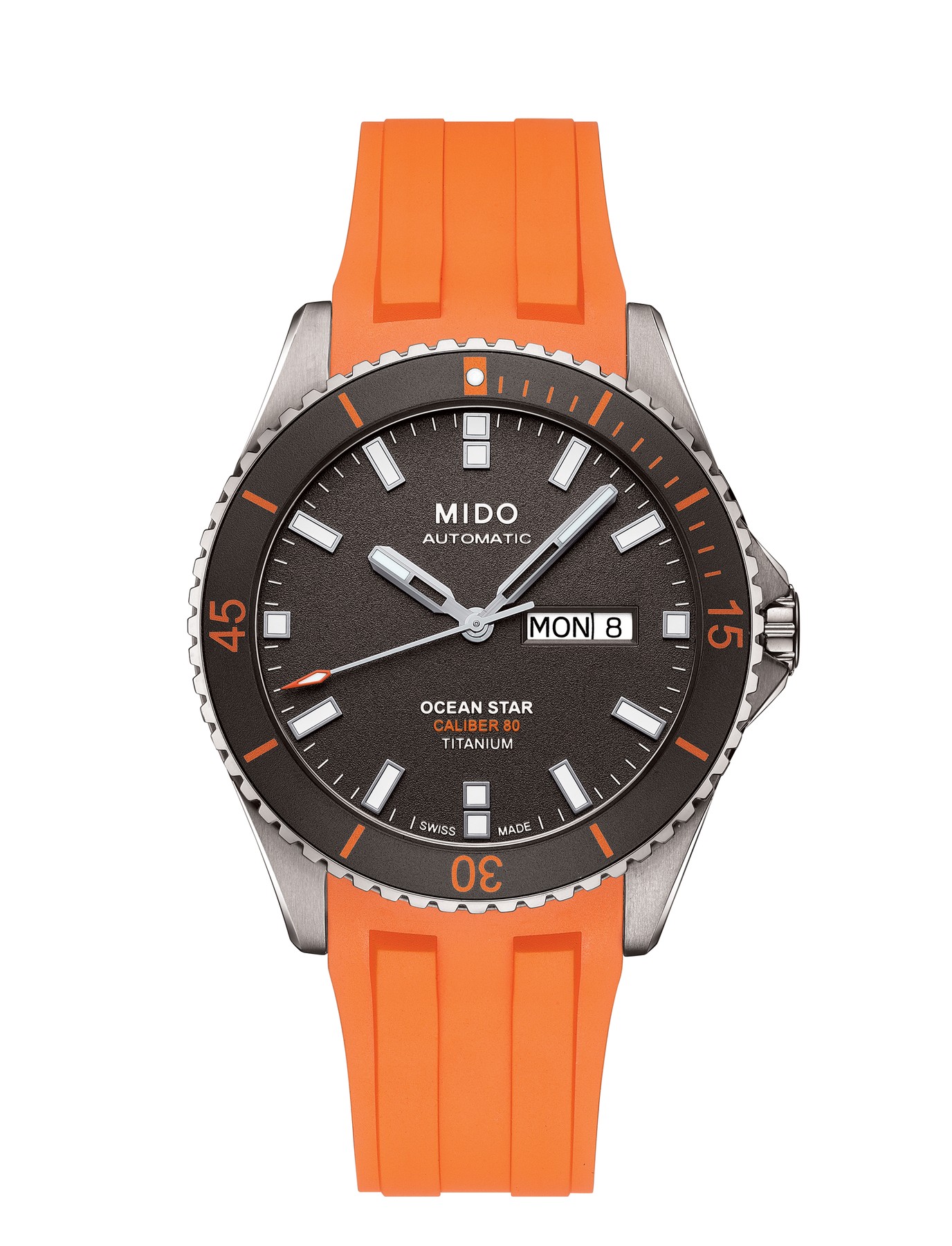 Mido Ocean Star 200 Titanium (orange rubber strap)