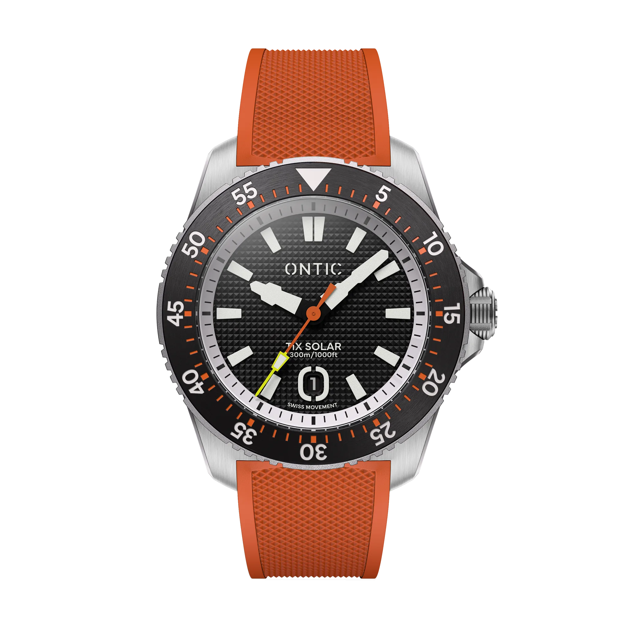 Ontic Utility - 40mm Men's Titanium Watch - Black/Orange - Swiss Solar