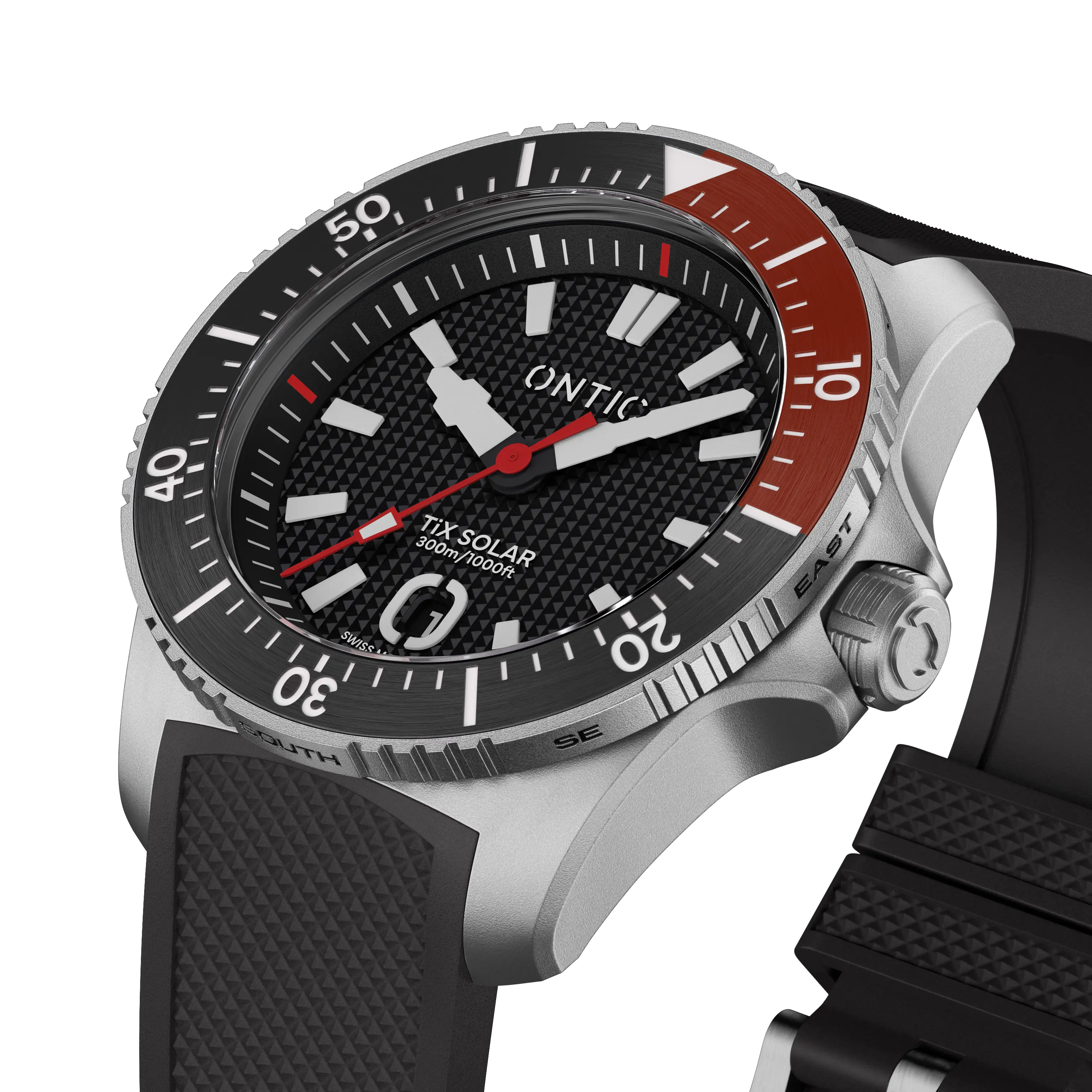 Ontic Utility - 40mm Men's Titanium Dive Watch - Graphite - Swiss Solar - 300m Water Resis