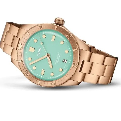 Oris Divers Sixty-Five Cotton Candy (Green, Full Bronze)