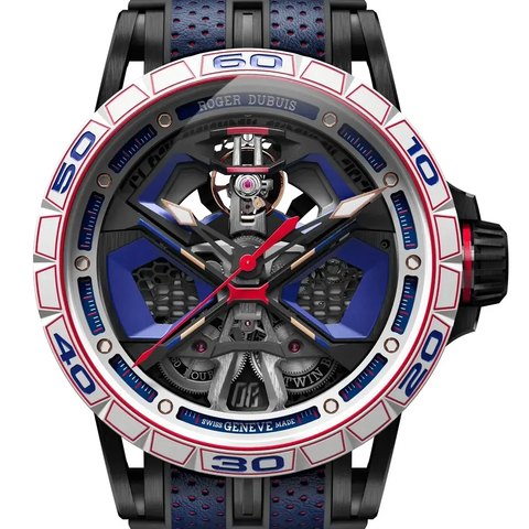 Roger Dubuis Excalibur Spider Huracan Black DLC Titanium 45mm (blue/white dial)