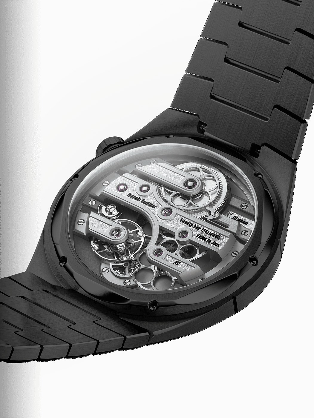 Romain Gauthier C by Romain Gauthier Titanium Edition Bracelet, Black structured dial