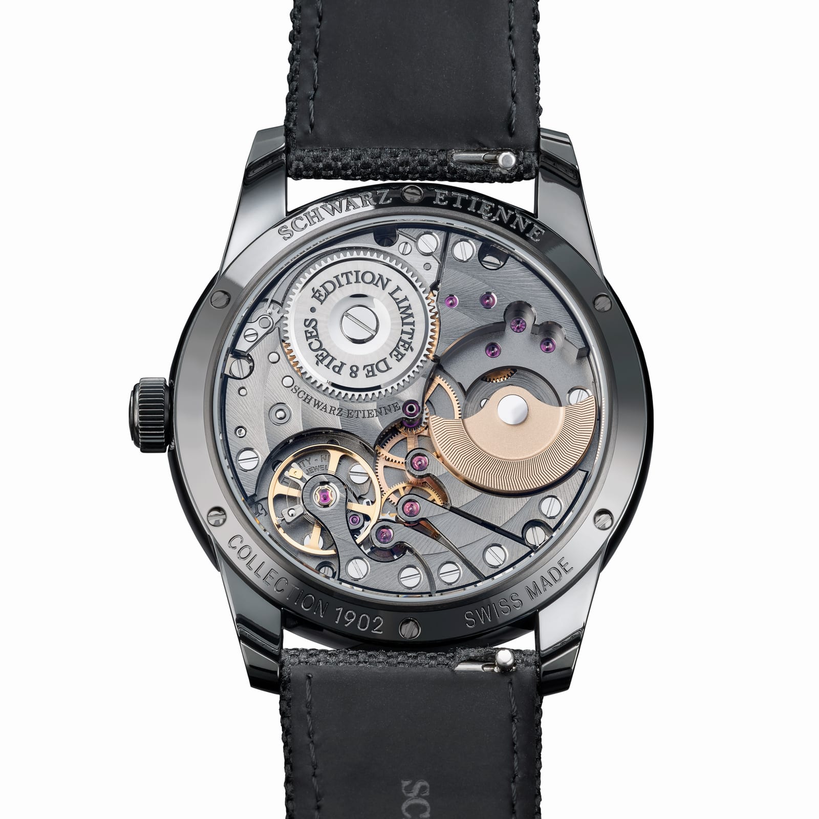 Schwarz Etienne 1902 Petite Seconde Heure Doree (Black DLC Titanium), view 5