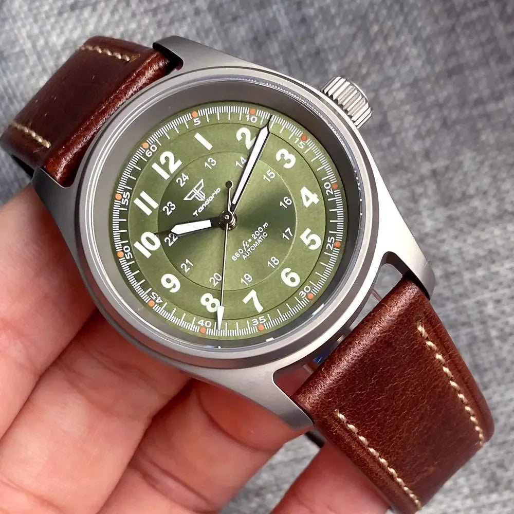 Tandorio TD143 36mm Titanium Aviator Pilot Waterproof Movt