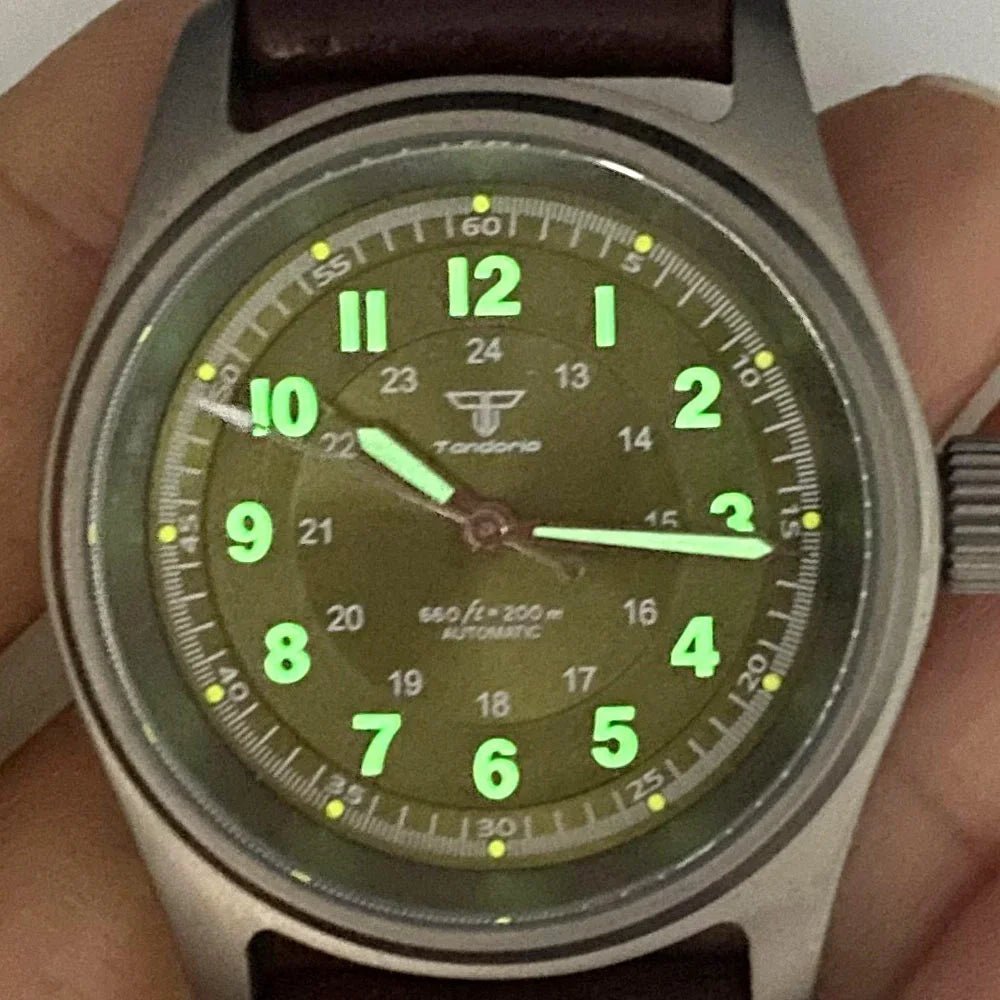 Tandorio TD143 36mm Titanium Aviator Pilot Waterproof Movt